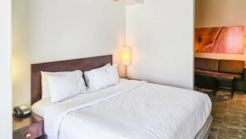 Premium bedding, down comforters, pillowtop beds, desk