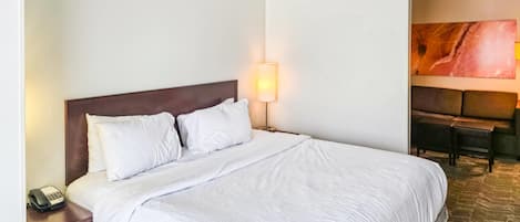 Premium bedding, down comforters, pillowtop beds, desk