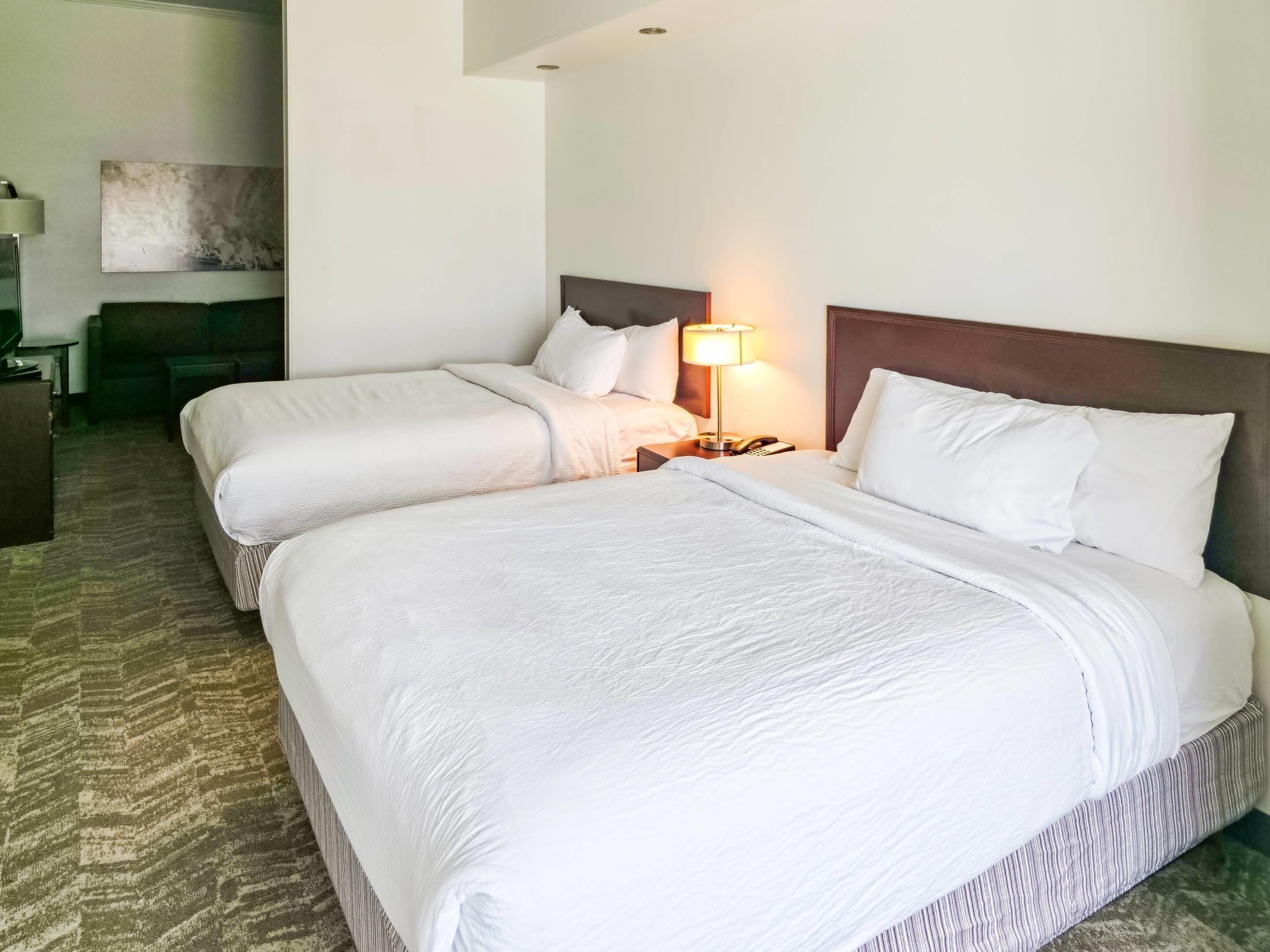 Premium bedding, down comforters, pillowtop beds, desk