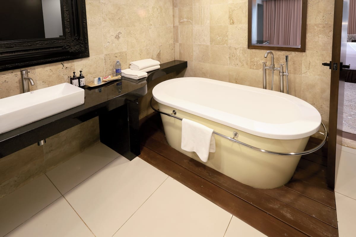 Suite, 1 chambre | Salle de bain | Douche, douche à « effet pluie », articles de toilette gratuits