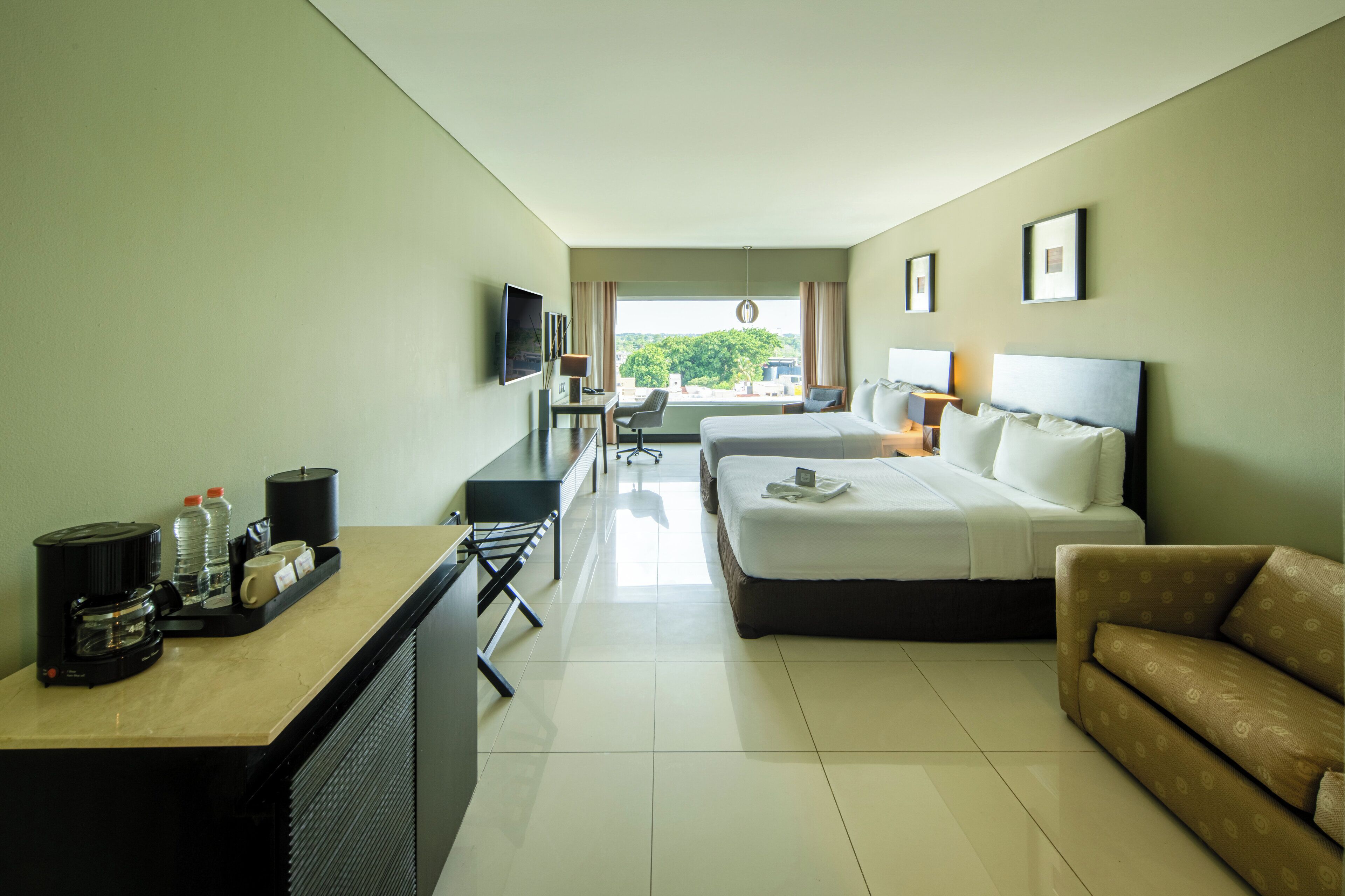 Junior Suite, 2 Queen Beds (Crowne) | Premium bedding, minibar, in-room safe, desk