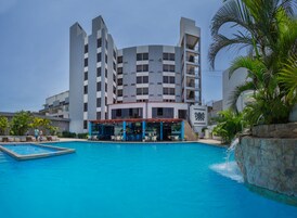 Outdoor pool, open 2:00 PM to 9:00 PM, sun loungers