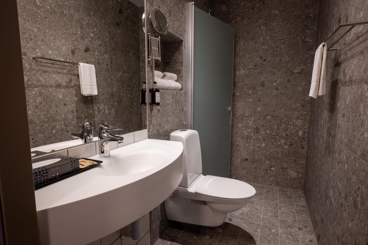 family room, 1 double bed, non smoking | bathroom | shower, hair dryer, heated floors, towels