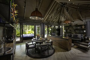 Two Bedroom Family Pool Villa | Living area | 32-inch LED TV with satellite channels, TV