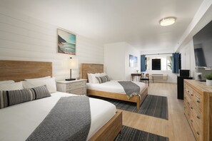 Habitación estándar, 2 camas de matrimonio, no fumadores | Ropa de cama de alta calidad, edredones de plumas, escritorio