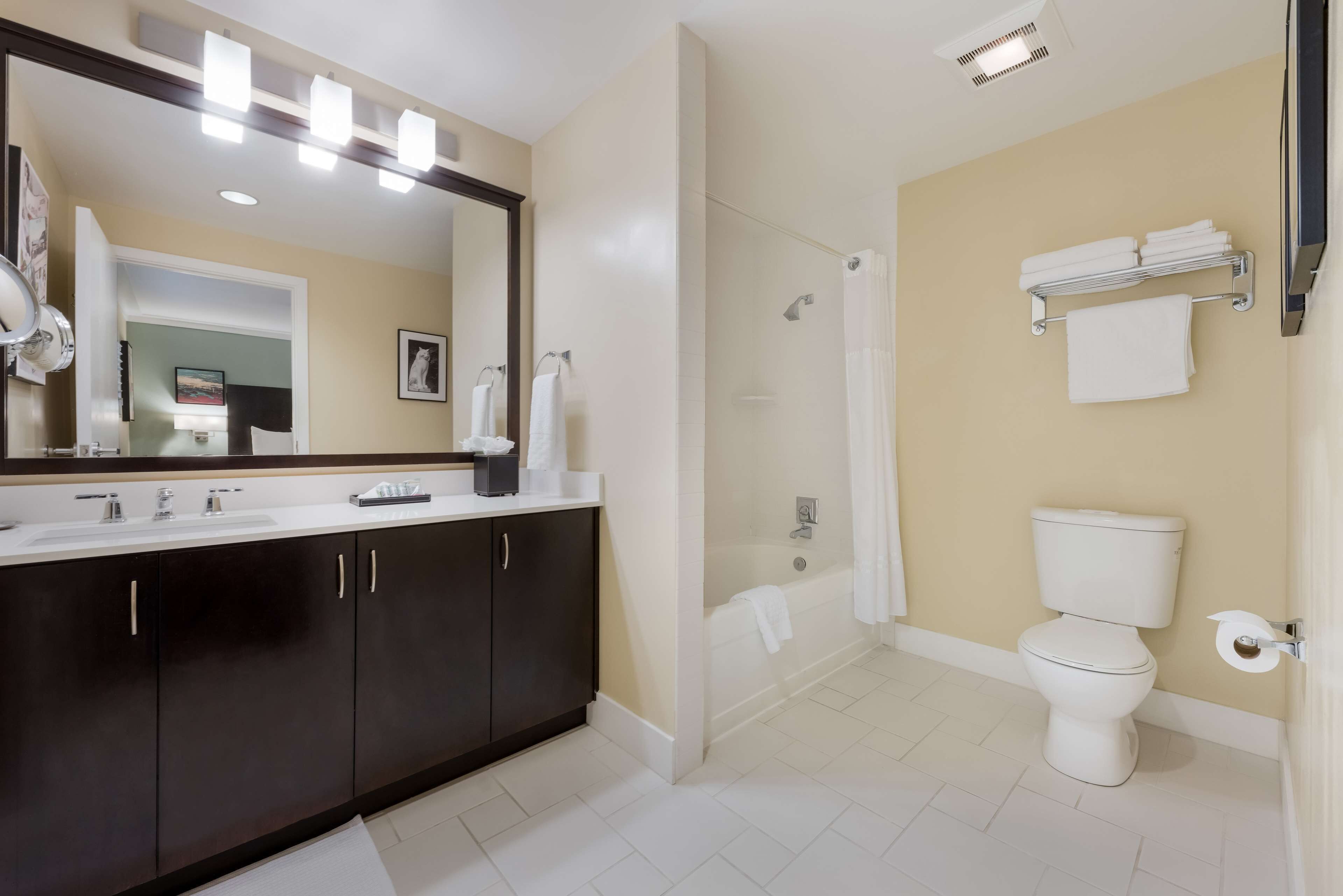 suite, 1 king bed, non smoking, refrigerator (with sofabed) | bathroom | shower, eco-friendly toiletries, hair dryer, towels