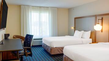 Premium bedding, desk, blackout curtains, iron/ironing board