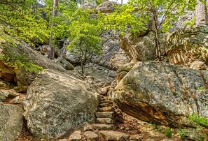 A rocky trail with large boulders and trees. - Holiday Inn Express & Suites McAlester by IHG (McAlester)