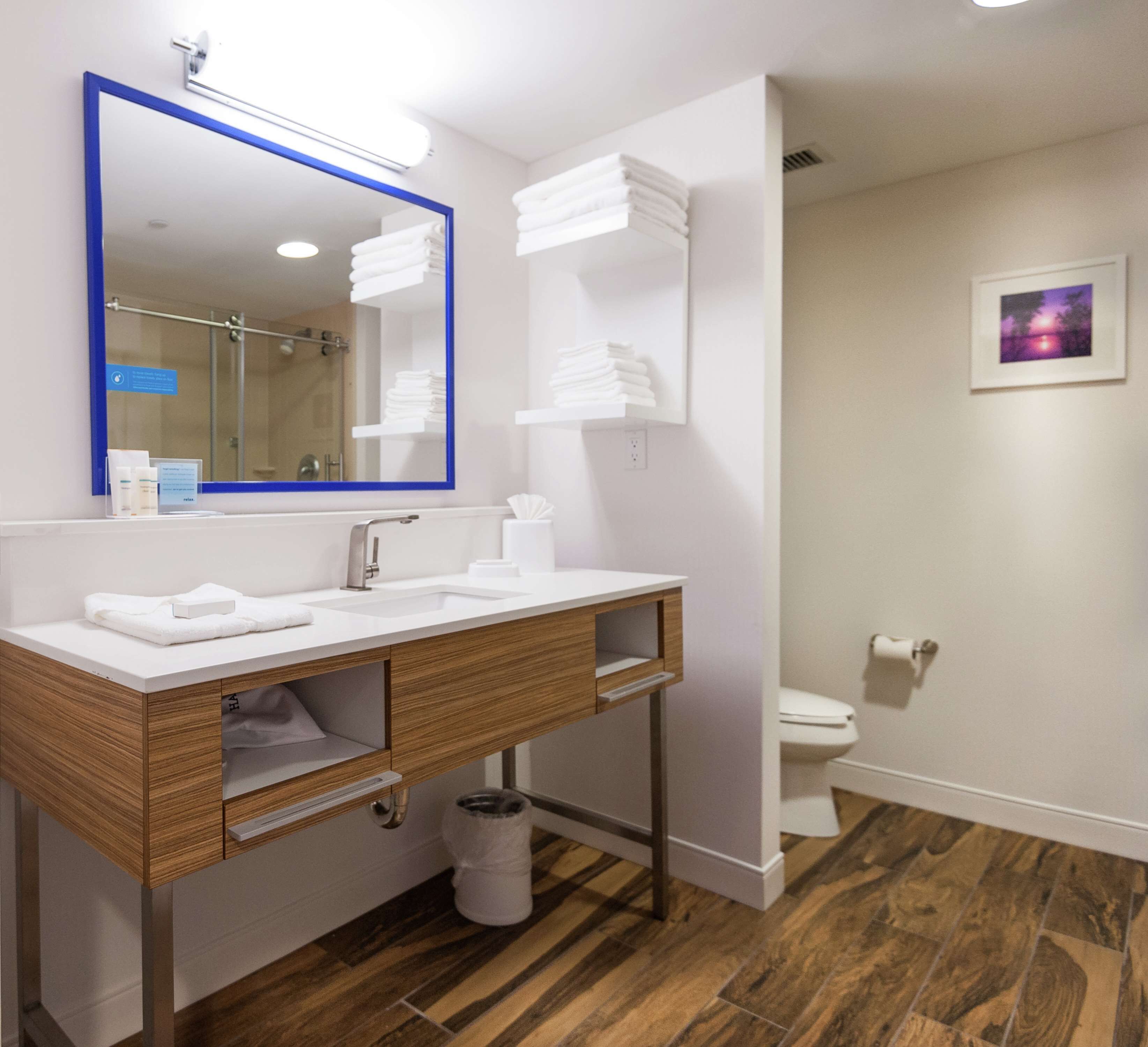 combined shower/bathtub, free toiletries, hair dryer, towels