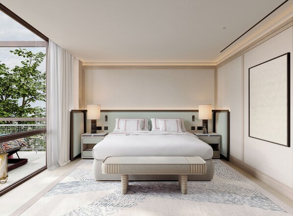 Sábanas de algodón egipcio, ropa de cama de alta calidad y minibar 