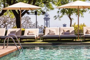 Indoor pool, outdoor pool, pool loungers - Hotel Miramar Barcelona GL - LVX Preferred Hotels &amp; Resorts - Newly Renovated (Barcelona)