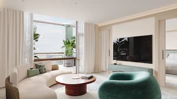 Lakens van Egyptisch katoen, luxe beddengoed, een minibar