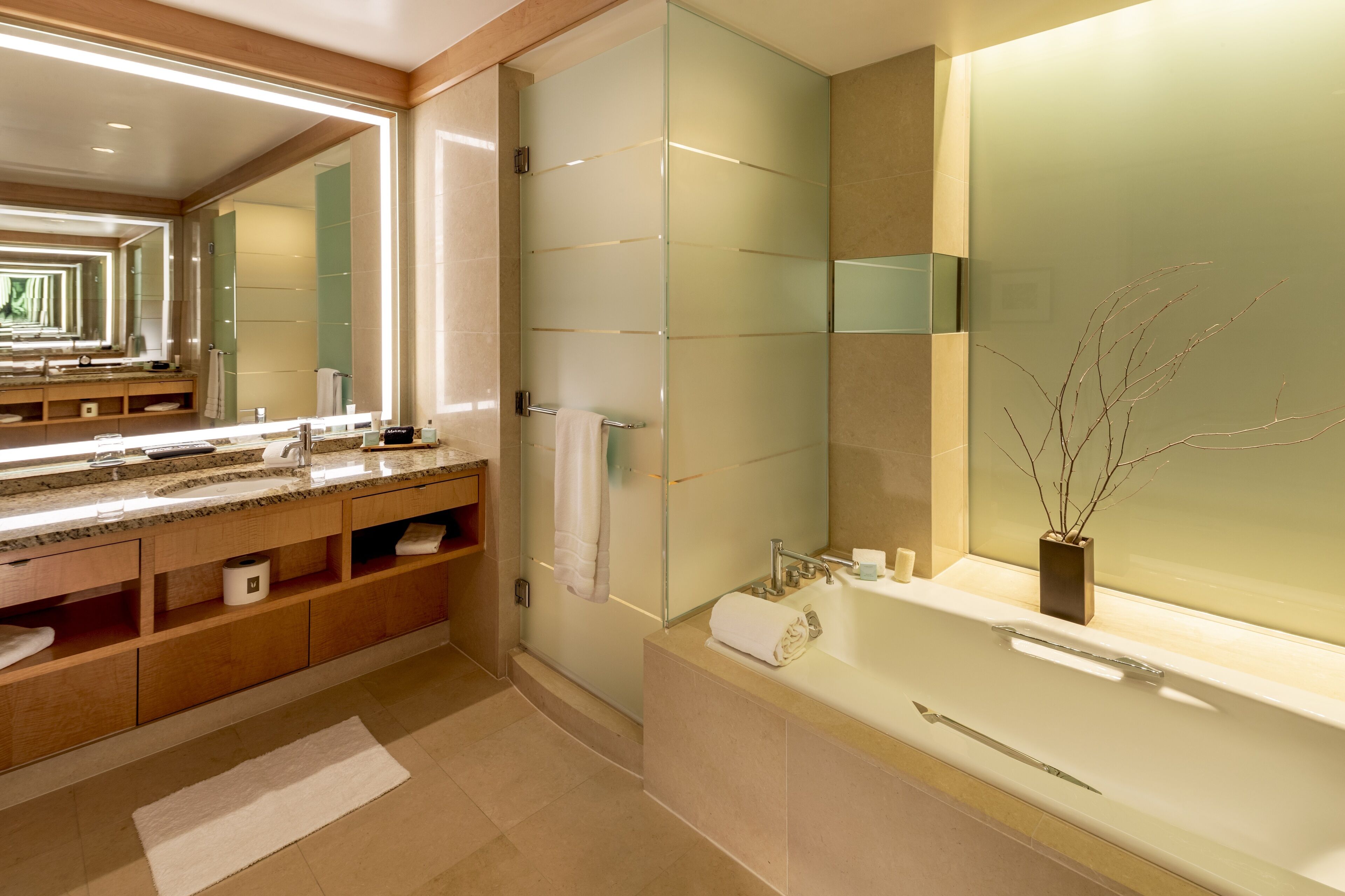 presidential suite | bathroom | separate bathtub and shower, deep-soaking bathtub, designer toiletries