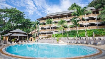 2 outdoor pools, open 7:00 AM to 7:00 PM, pool umbrellas, sun loungers