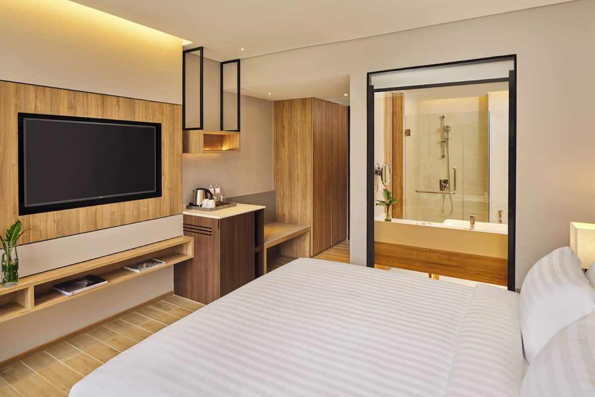 1 sovrum, sängtillbehör av högsta kvalitet och memory foam-madrasser