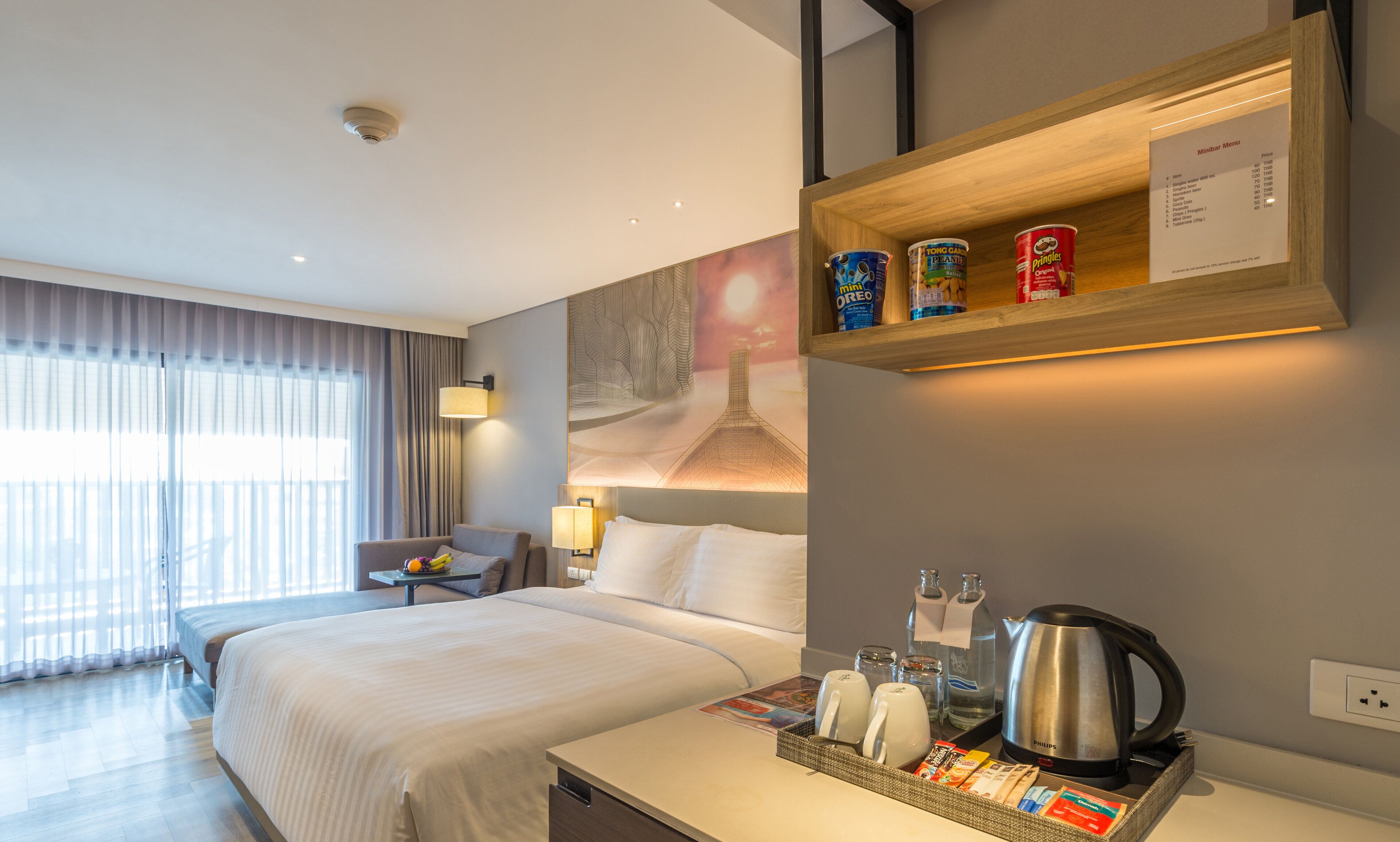 1 bedroom, premium bedding, memory foam beds, minibar