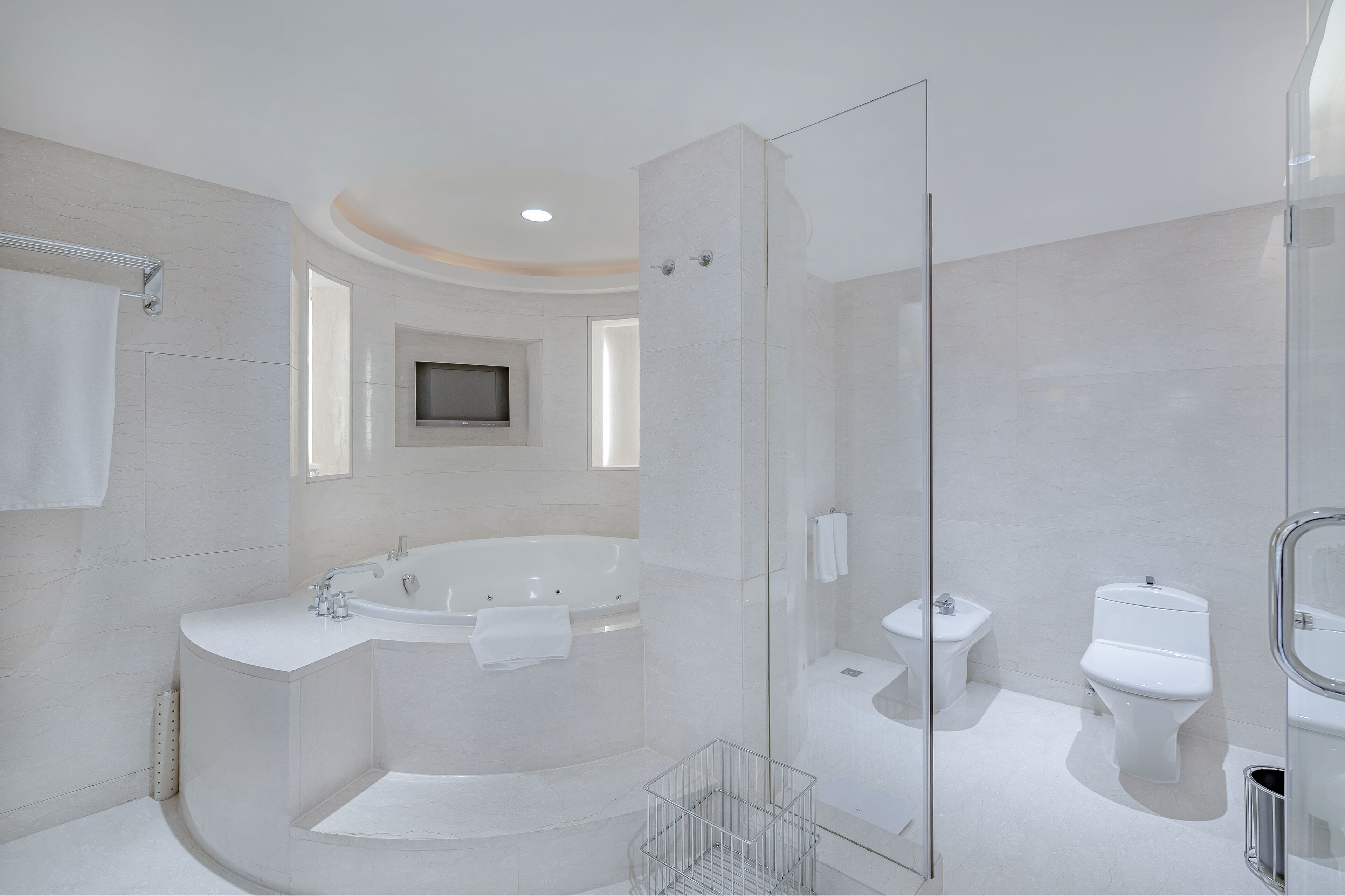 presidential suite, 2 bedrooms | bathroom | separate bathtub and shower, deep-soaking bathtub, rainfall showerhead