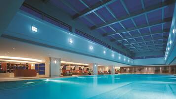 Indoor pool, seasonal outdoor pool, pool umbrellas, sun loungers