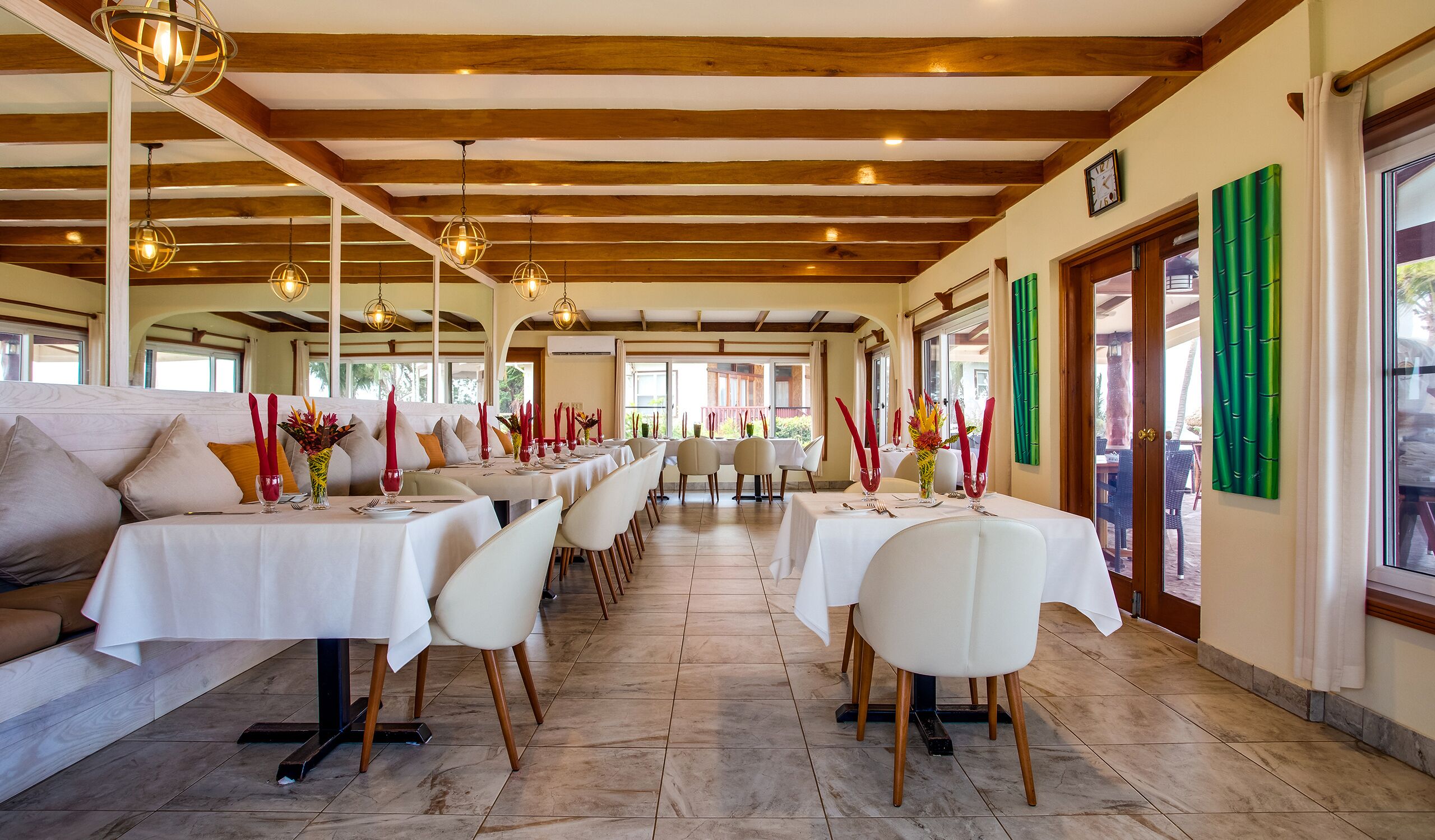 breakfast, lunch, dinner served; caribbean cuisine, beach views