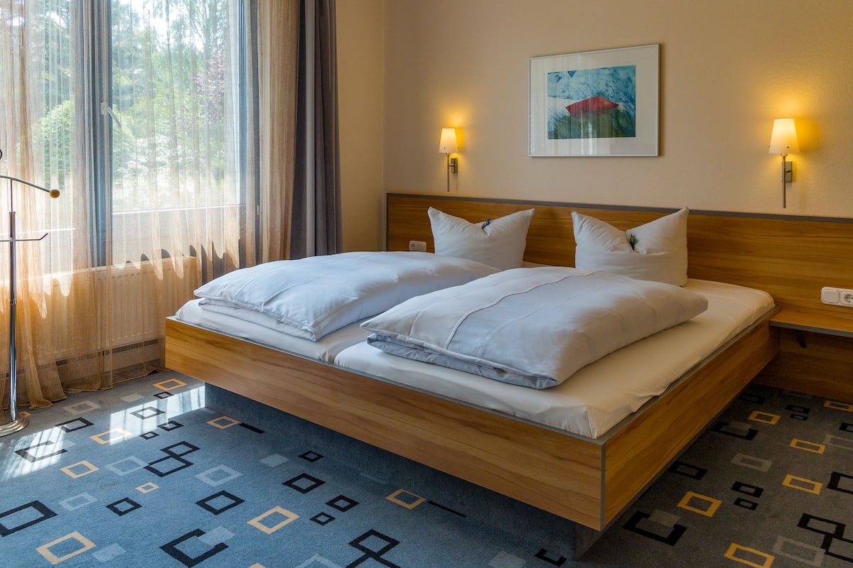 double room | hypo-allergenic bedding, desk, soundproofing, iron/ironing board