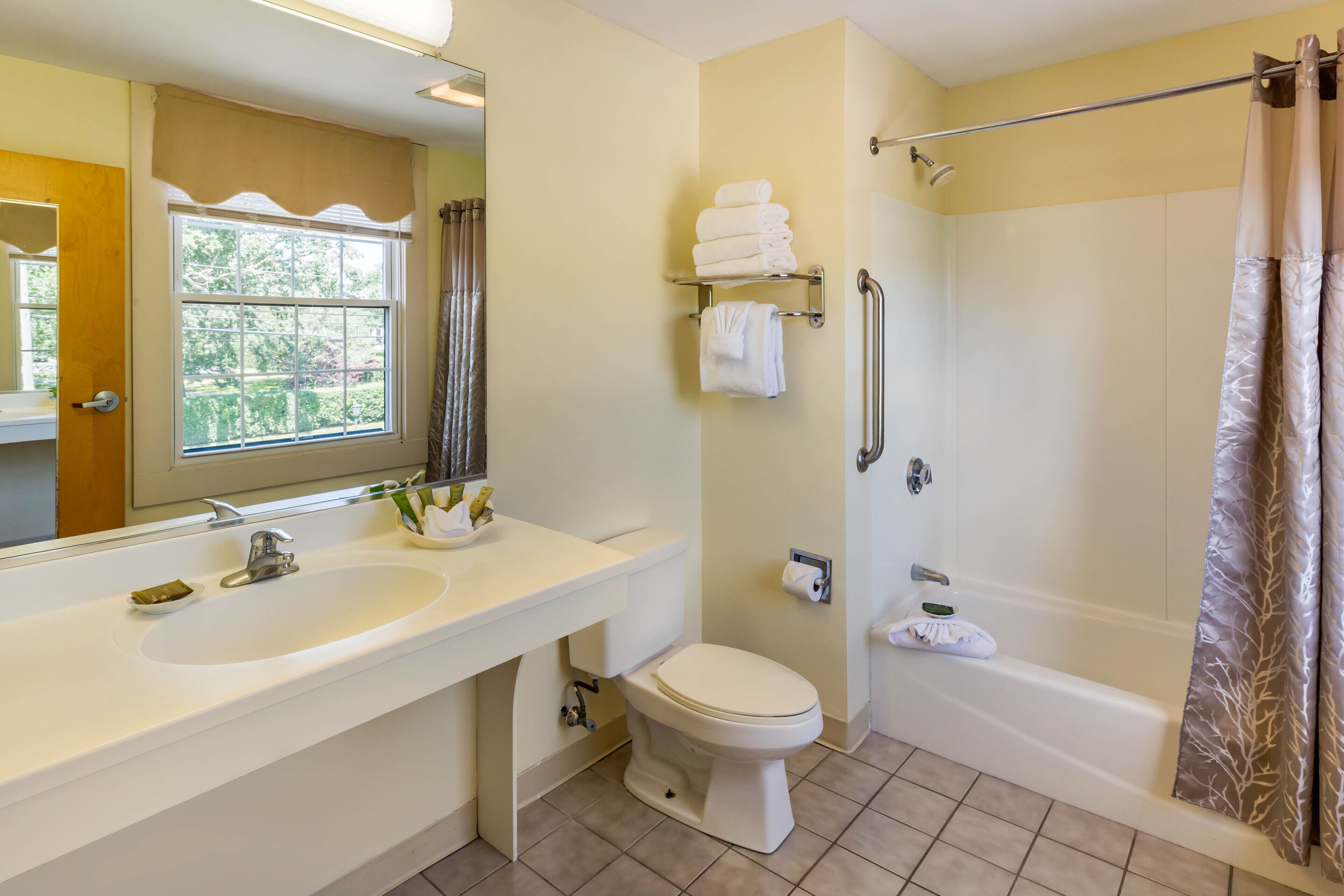 free toiletries, hair dryer, bathrobes, towels