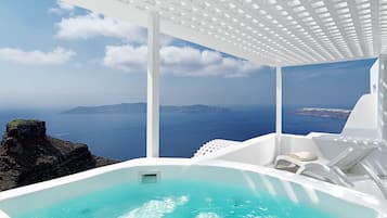 Suite, Sea View (outdoor Jetted Tub) | Egyptian cotton sheets, premium bedding, pillowtop beds, in-room safe