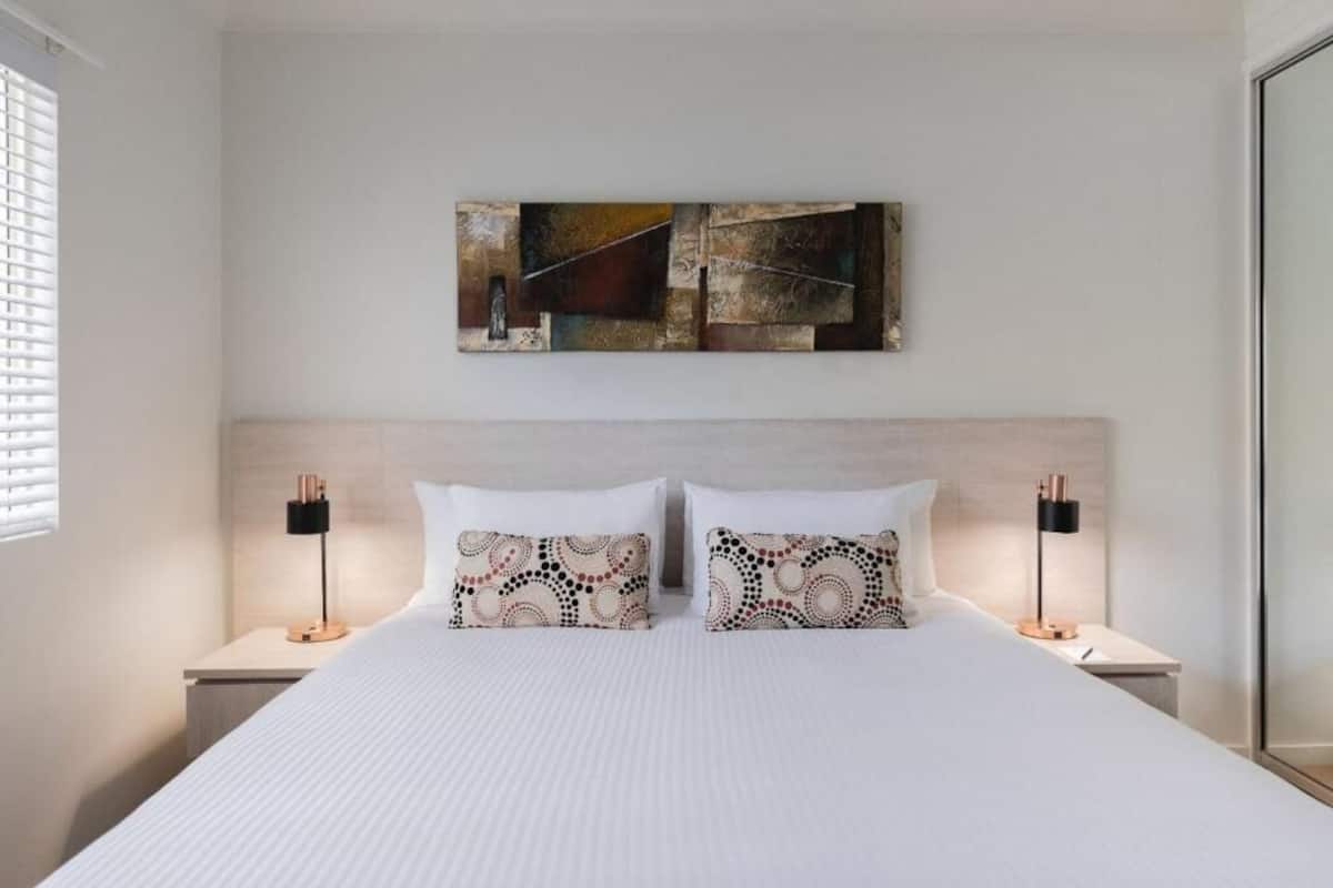 Blackout drapes, iron/ironing board, bed sheets