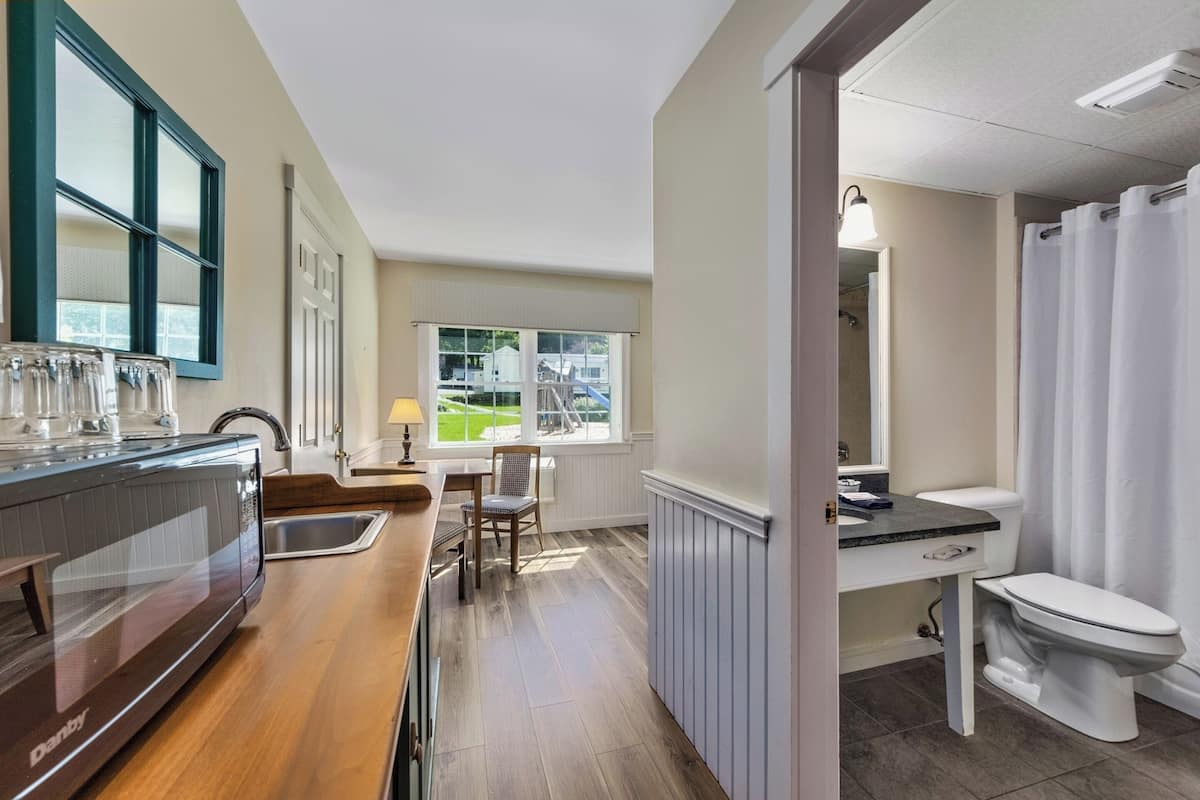 two queen suite - dog friendly | bathroom | free toiletries, hair dryer, towels, soap