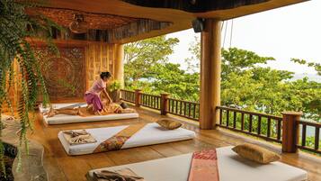 Hot tub, body treatments, aromatherapy, Swedish massages, Thai massages