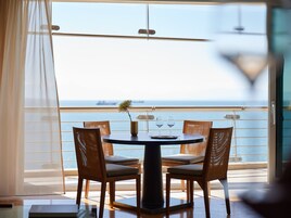 Luxury Suite, Sea View | Premium bedding, down comforters, free minibar, in-room safe