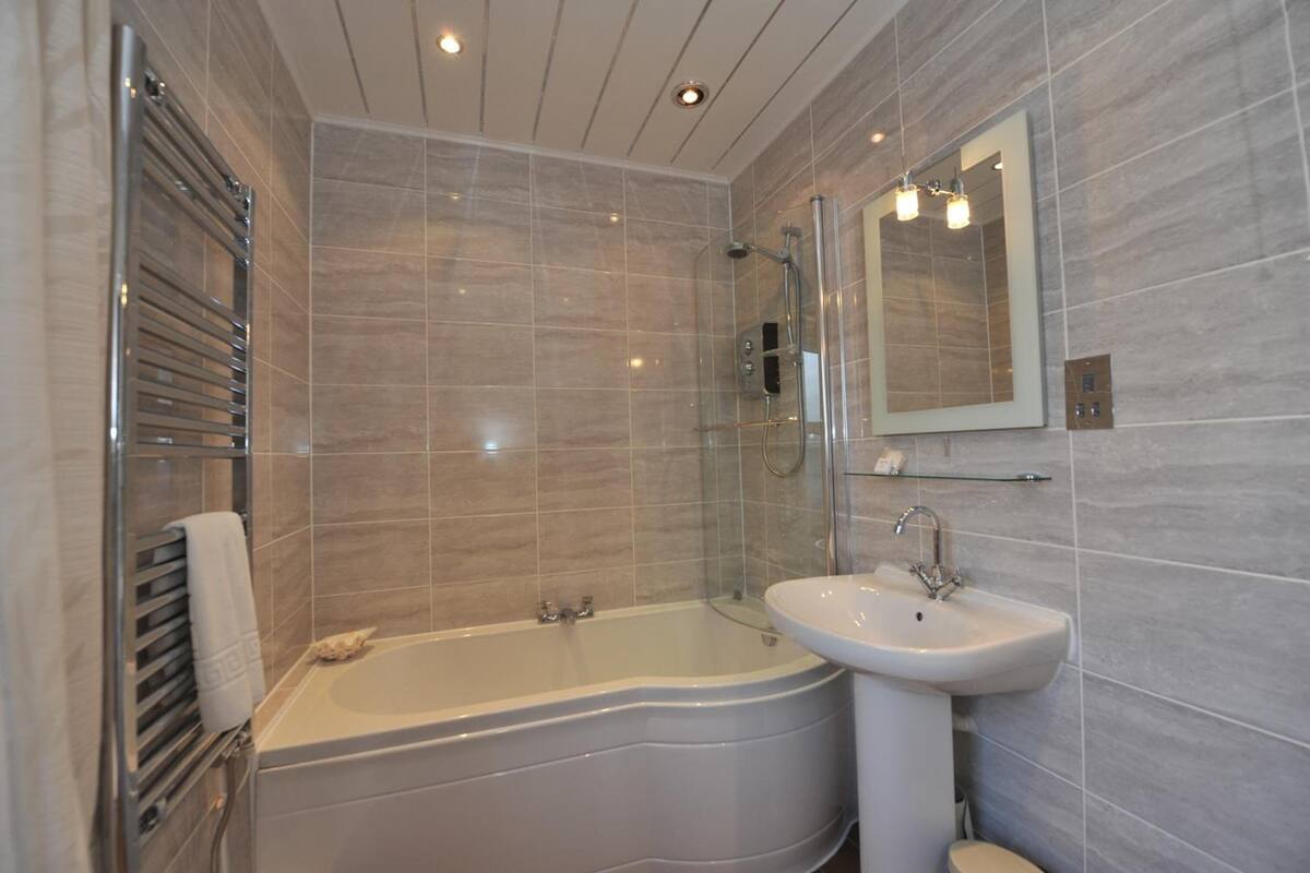 free toiletries, hair dryer, towels