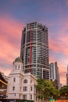 Desk, laptop workspace, iron/ironing board, cots/infant beds