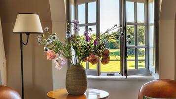 Deluxe kamer, 1 tweepersoonsbed, uitzicht op de binnenplaats | Woonruimte | Een 20-inch televisie met satellietzenders