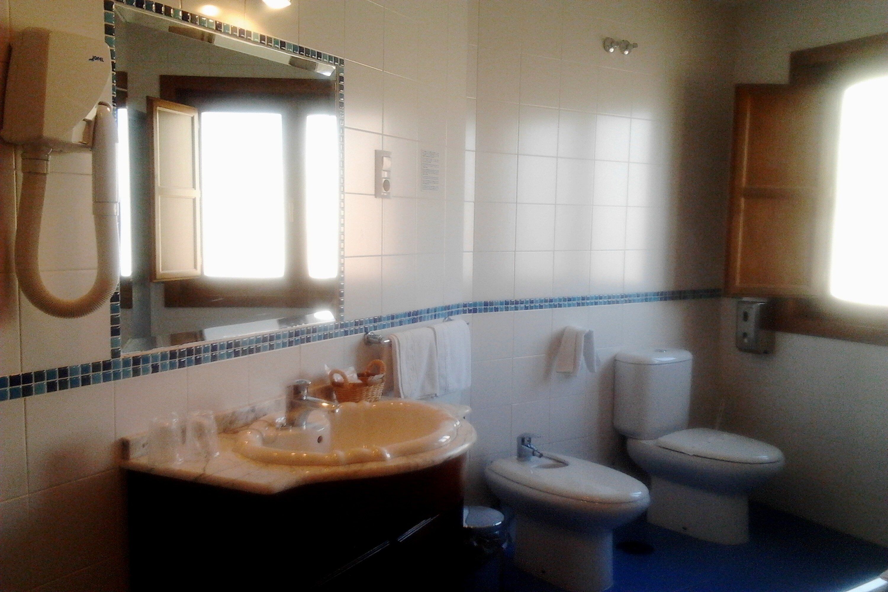 free toiletries, hair dryer, towels