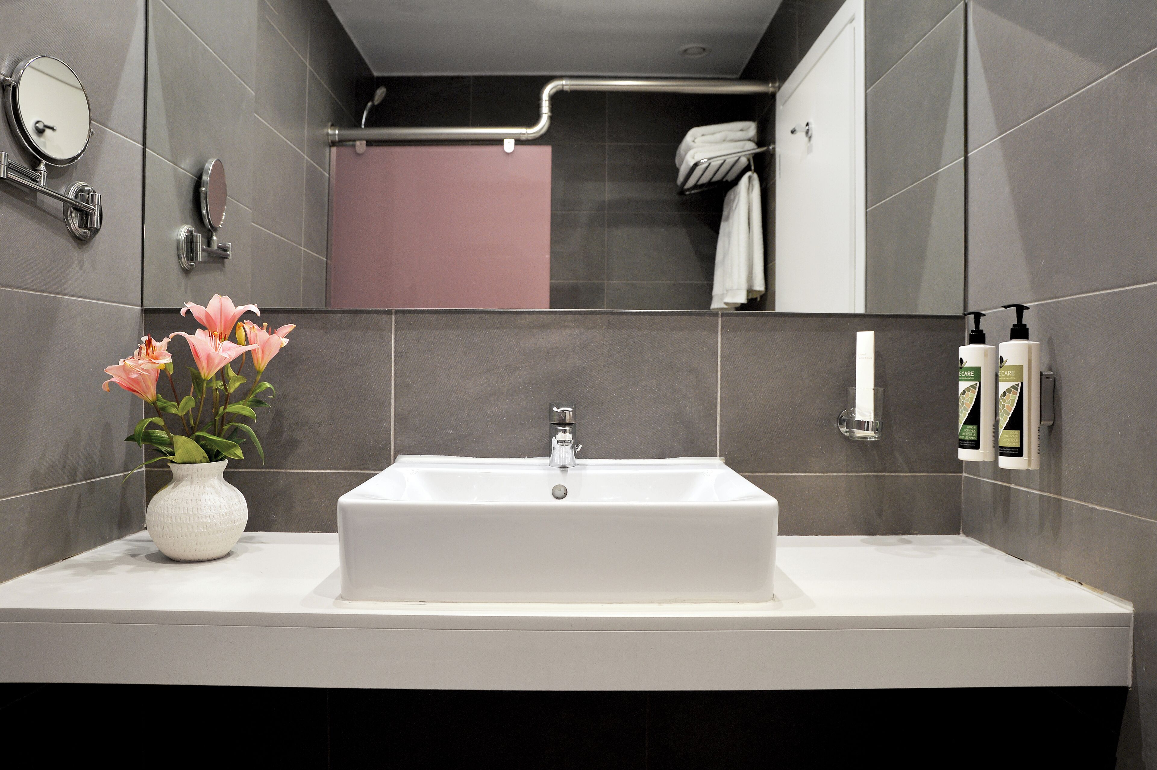 free toiletries, hair dryer, towels, soap