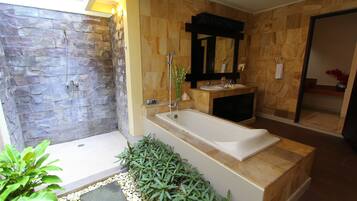 Two Bedrooms Premium Private Pool Villa | Bathroom | Combined shower/tub, free toiletries, hair dryer, slippers