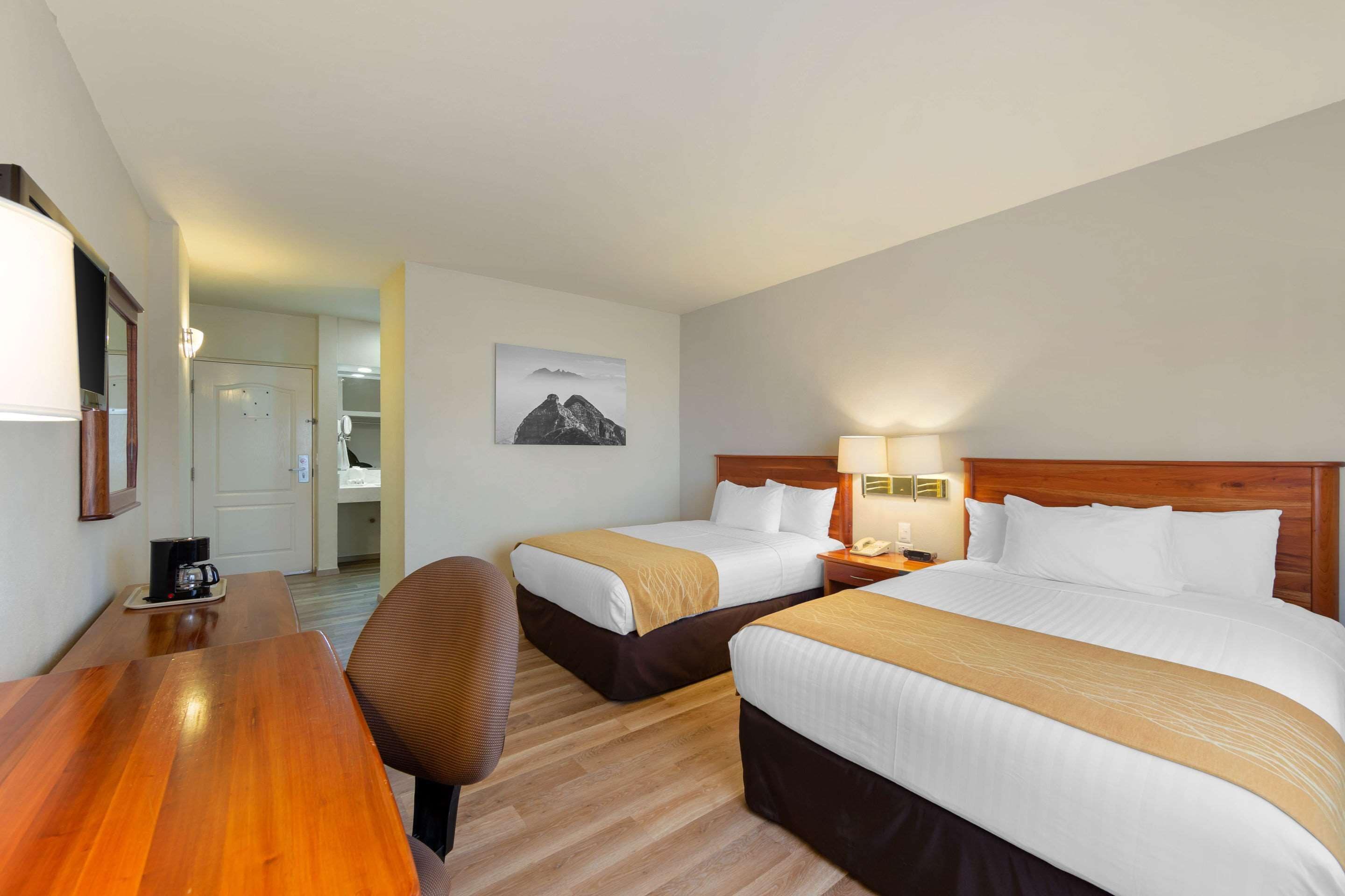 Double Room, 2 Double Beds, Non Smoking | In-room safe, desk, blackout curtains, iron/ironing board