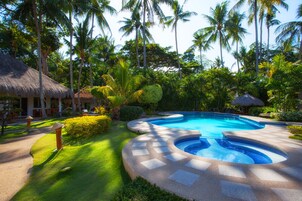 Outdoor pool, pool loungers
