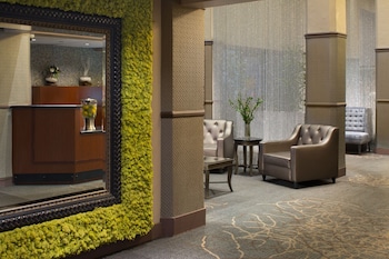 Sitting area in hotel lobby at The Sofia Hotel