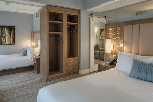 Accessible Premier Two Beds Suite CitySide View w/Roll in Shower | Premium bedding, pillow-top beds, in-room safe, individually decorated