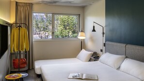 Hypo-allergenic bedding, down comforters, desk, laptop workspace