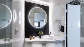 Hypo-allergenic bedding, down comforters, desk, laptop workspace