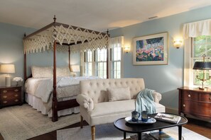 Room #1 - Collins, 1 Queen Bed, Fireplace, not pet friendly | Premium bedding, iron/ironing board, free WiFi, bed sheets - Devonfield Inn B&B (Lee)