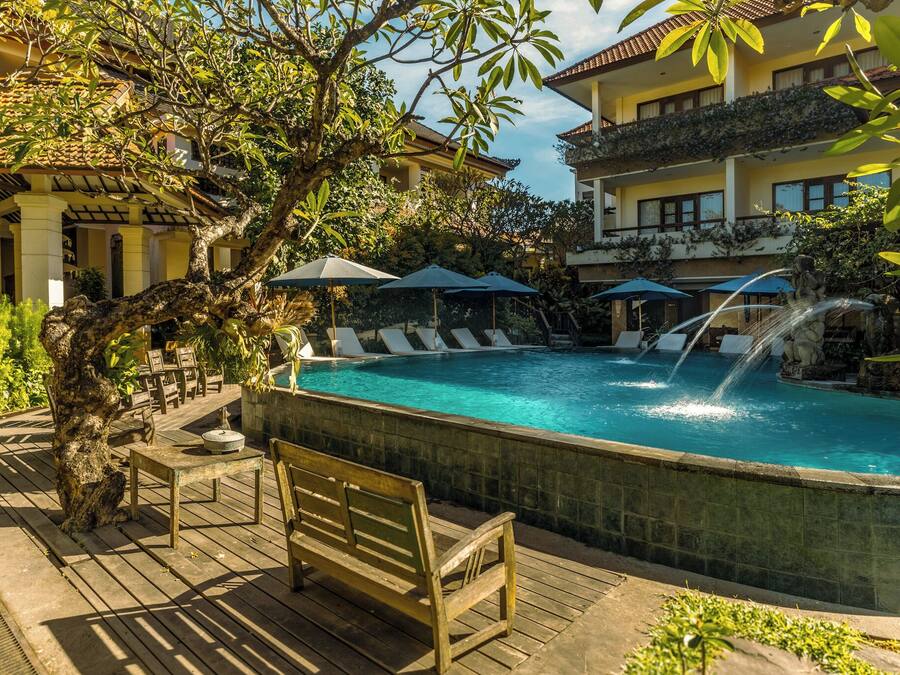 2 outdoor pools, open 9:00 AM to 7:30 PM, pool umbrellas, pool loungers