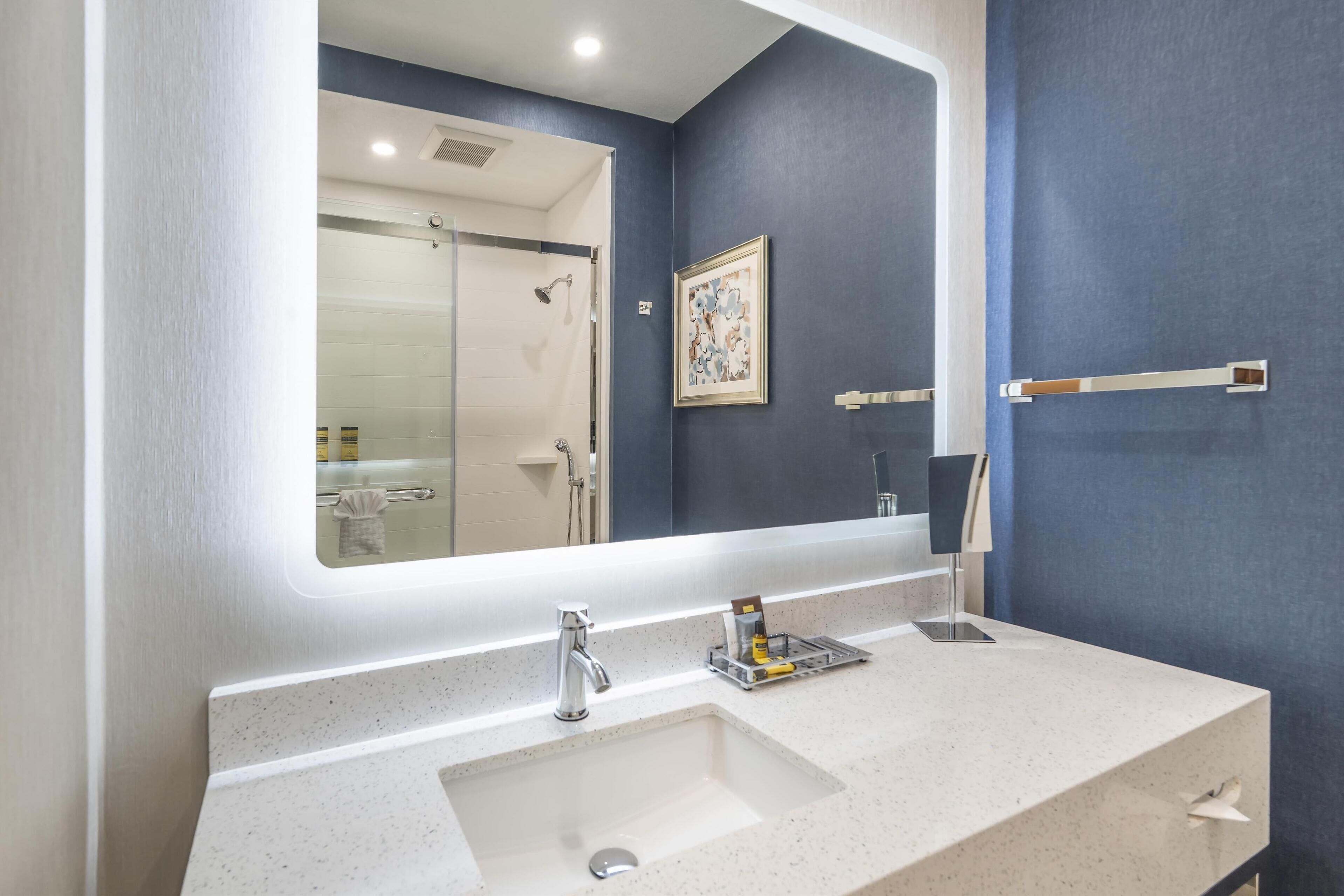 free toiletries, hair dryer, towels