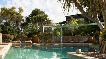 3 outdoor pools, open 6:00 AM to 8:00 PM, pool loungers