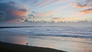 On the beach, fishing