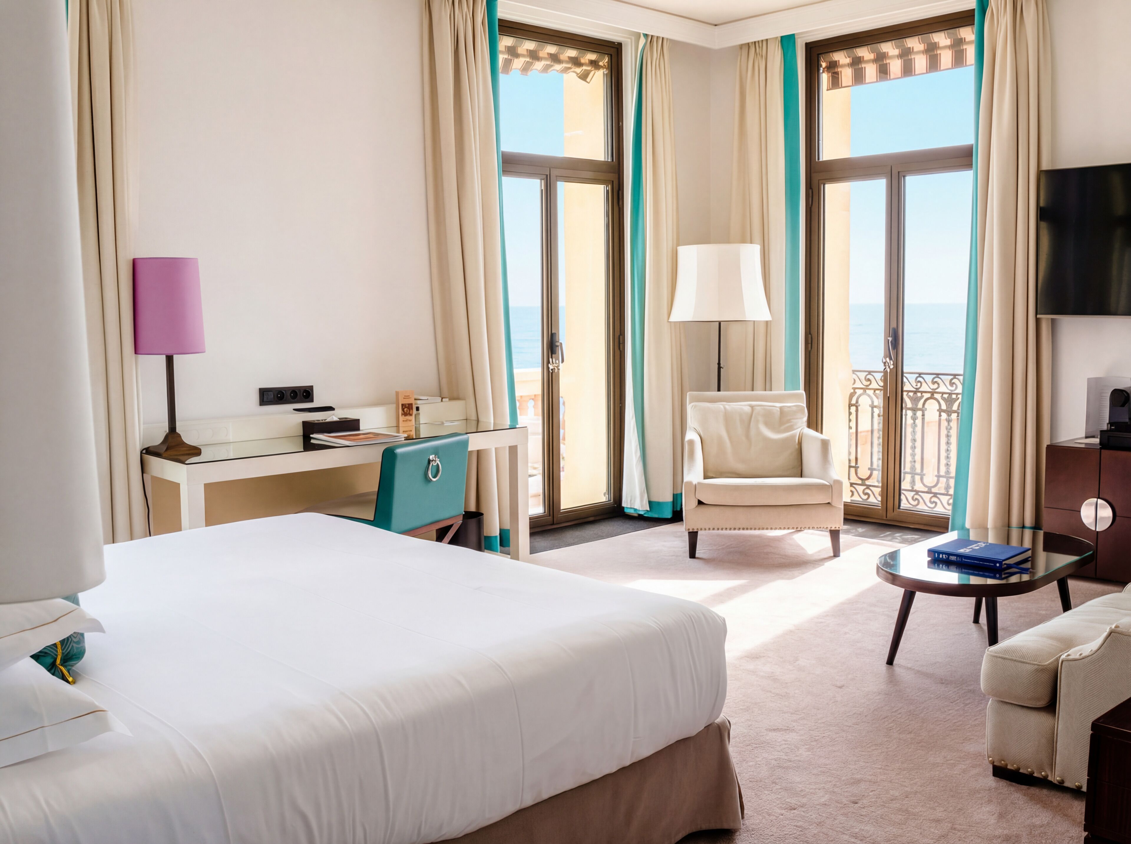 Junior Suite, Terrace, Sea View | Premium bedding, free minibar, in-room safe, desk