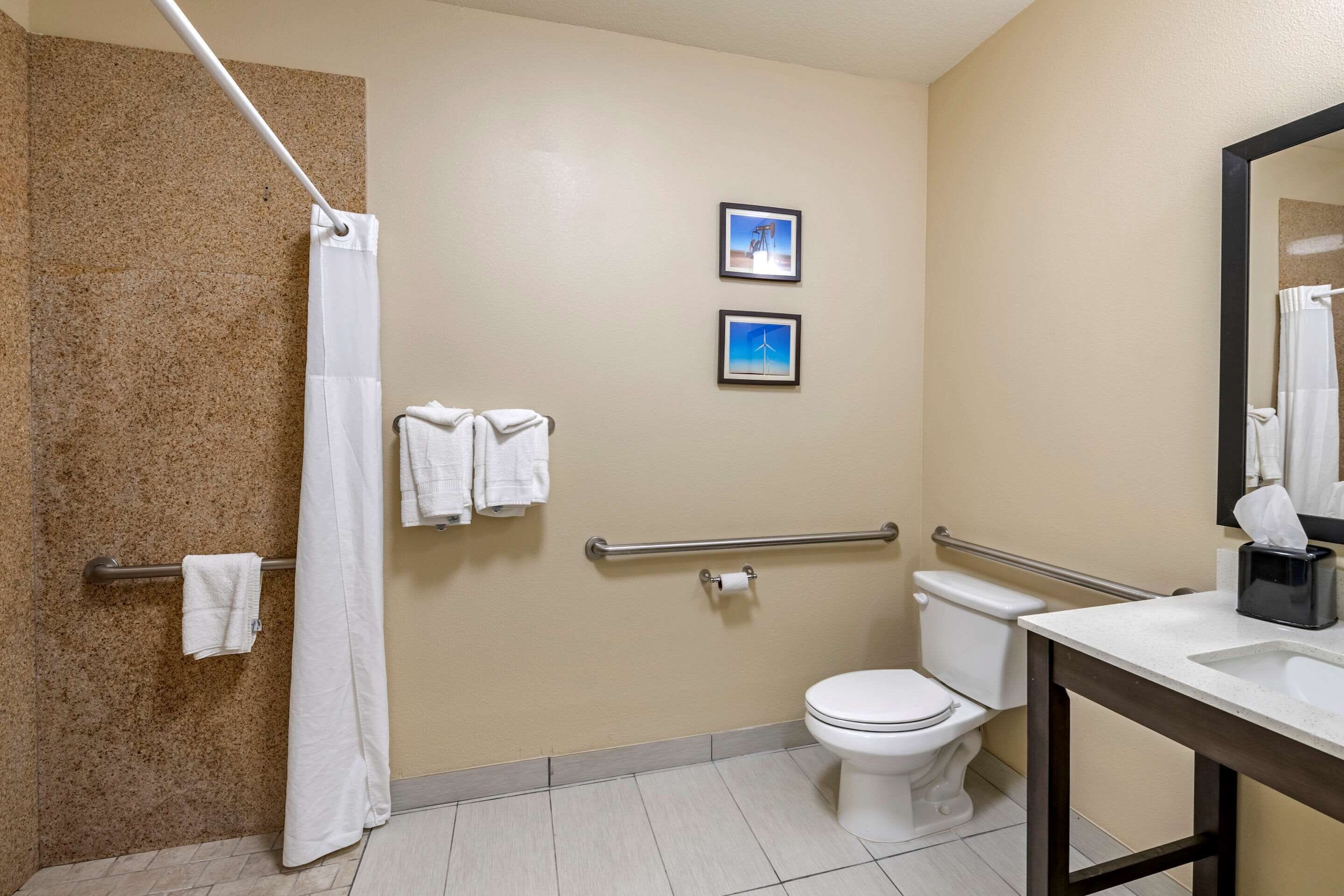 room, 1 king bed, accessible, non smoking | bathroom | combined shower/bathtub, free toiletries, hair dryer, towels