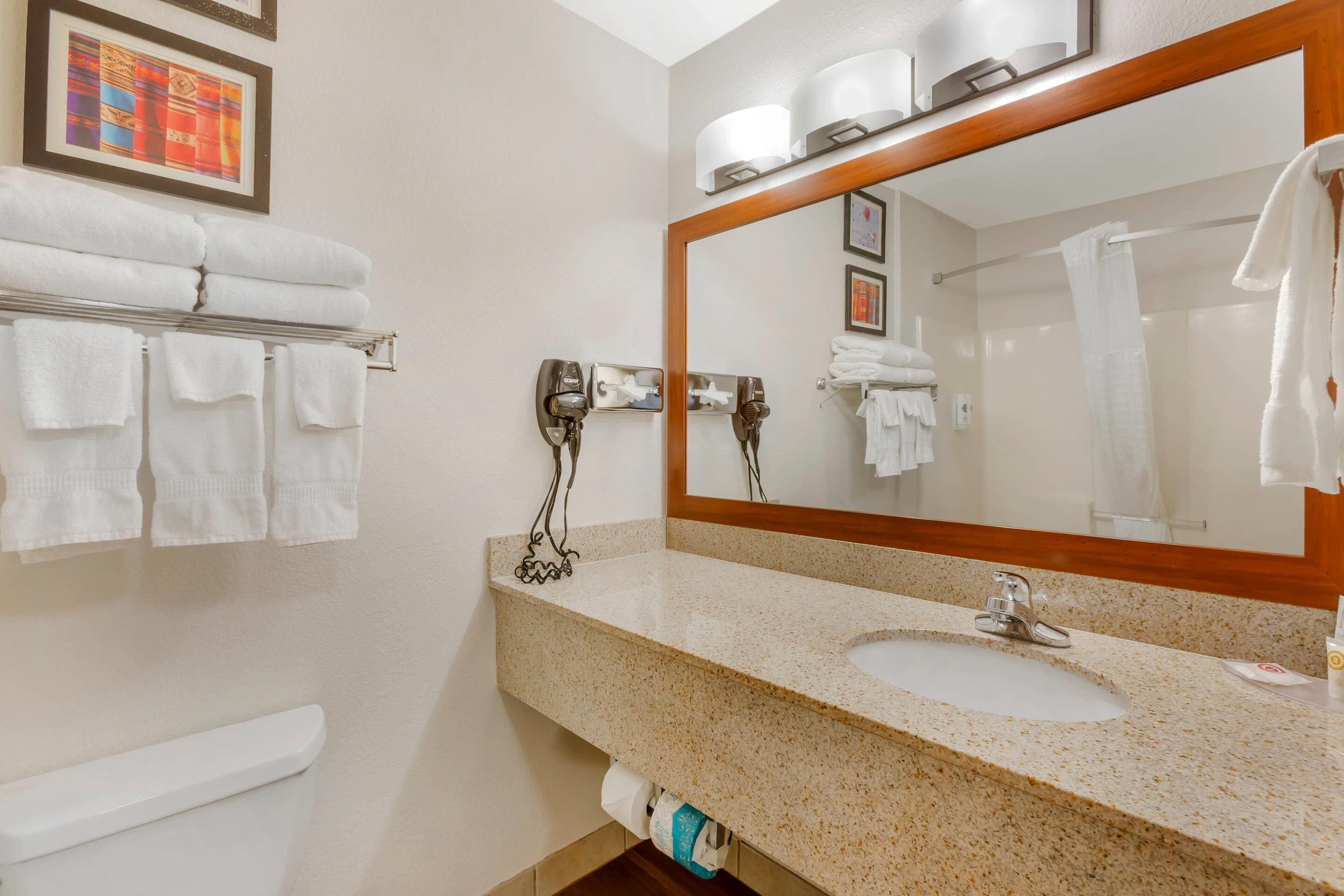 desk, laptop workspace, blackout curtains, iron/ironing board